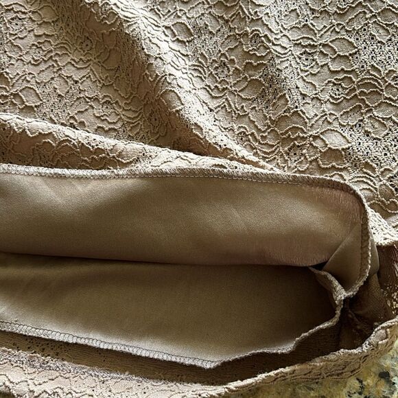 Lovely day brown beige eyelet Crochet Lace Stretch Dress Sz Small‎ - Picture 10 of 10